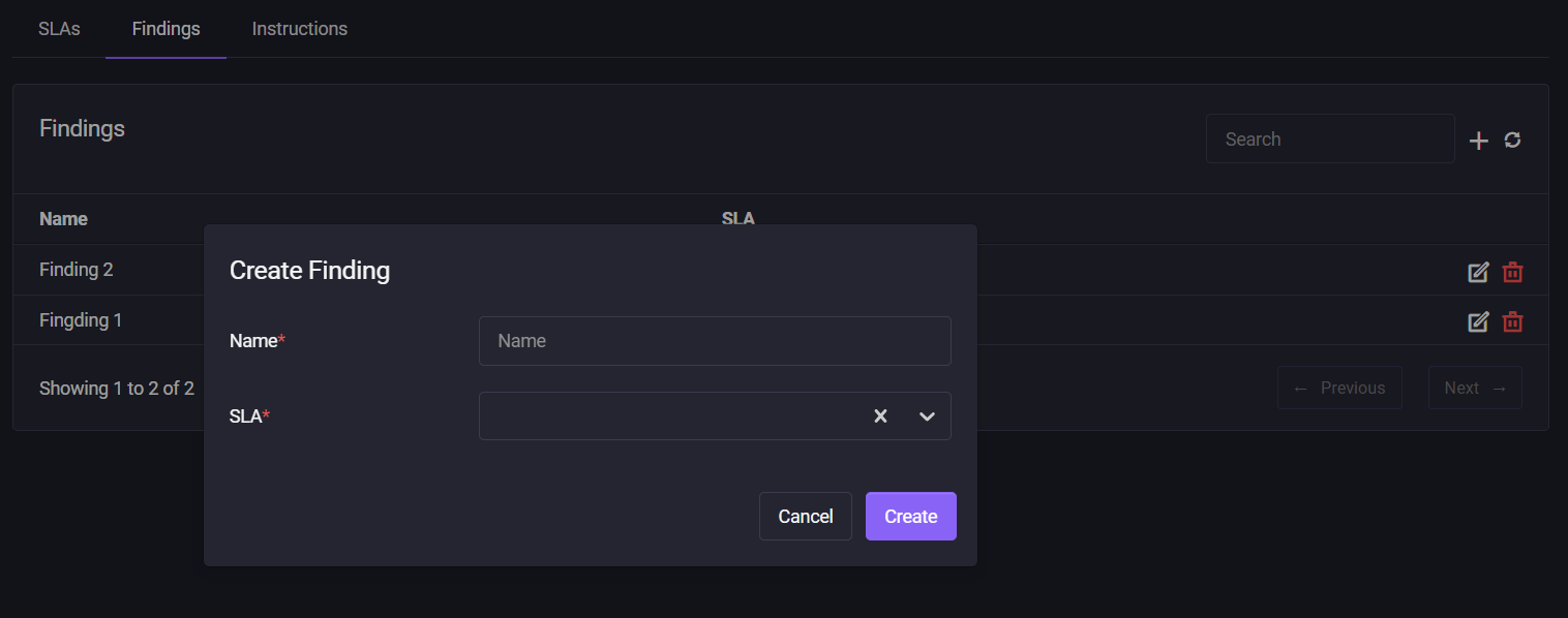 Create Finding
