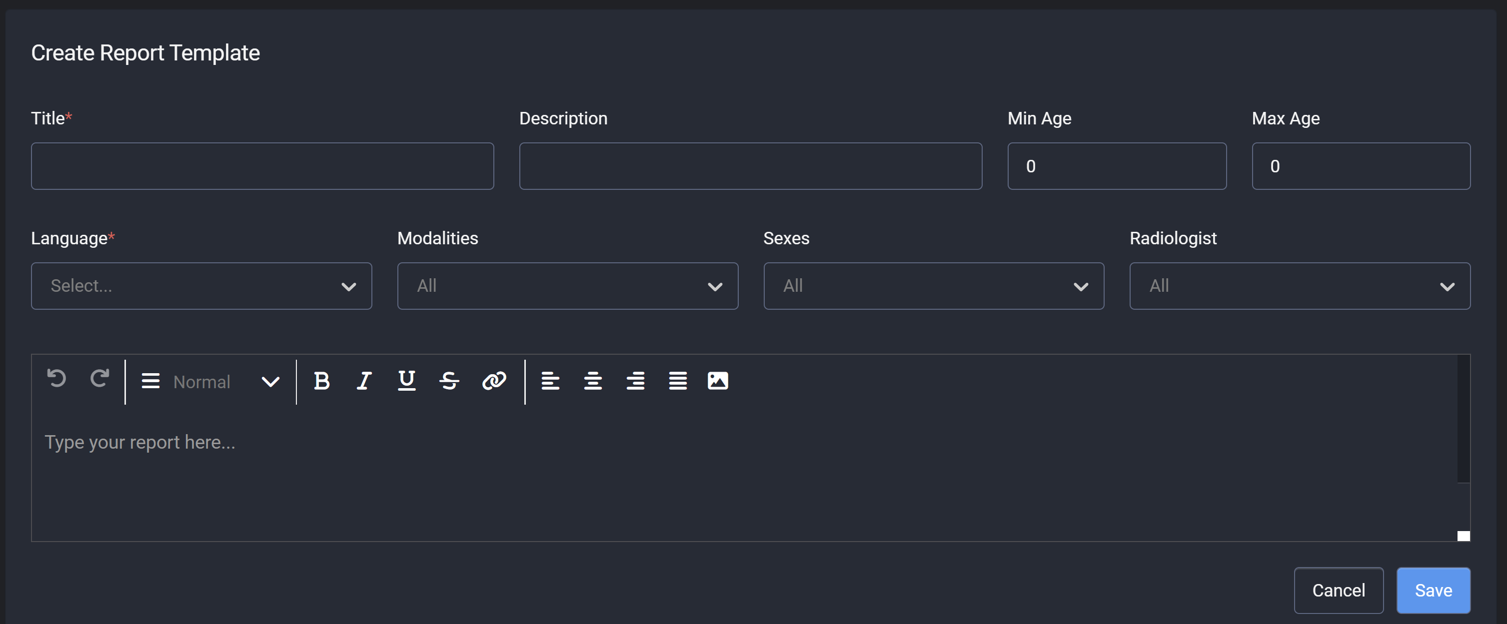 Create Report Template