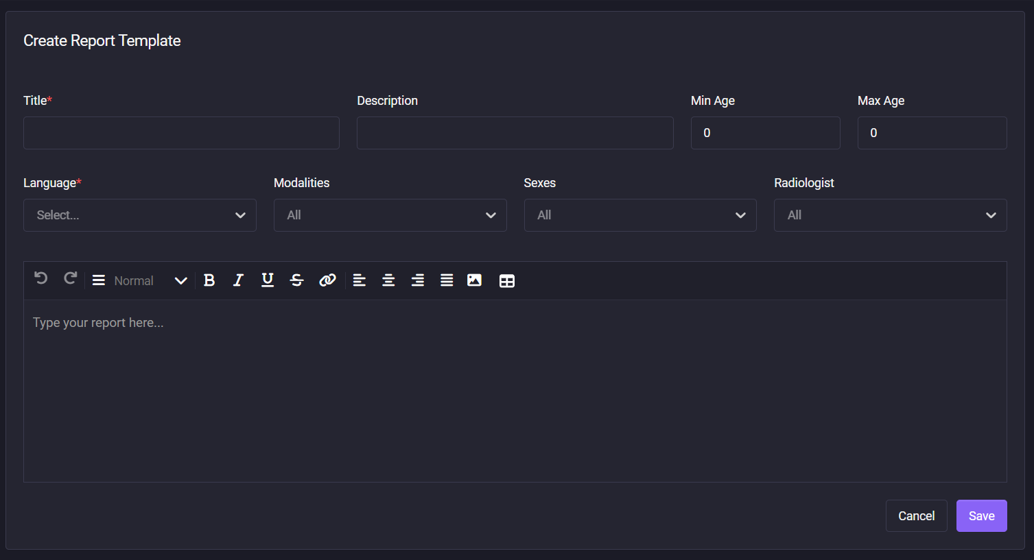 Create Report Template