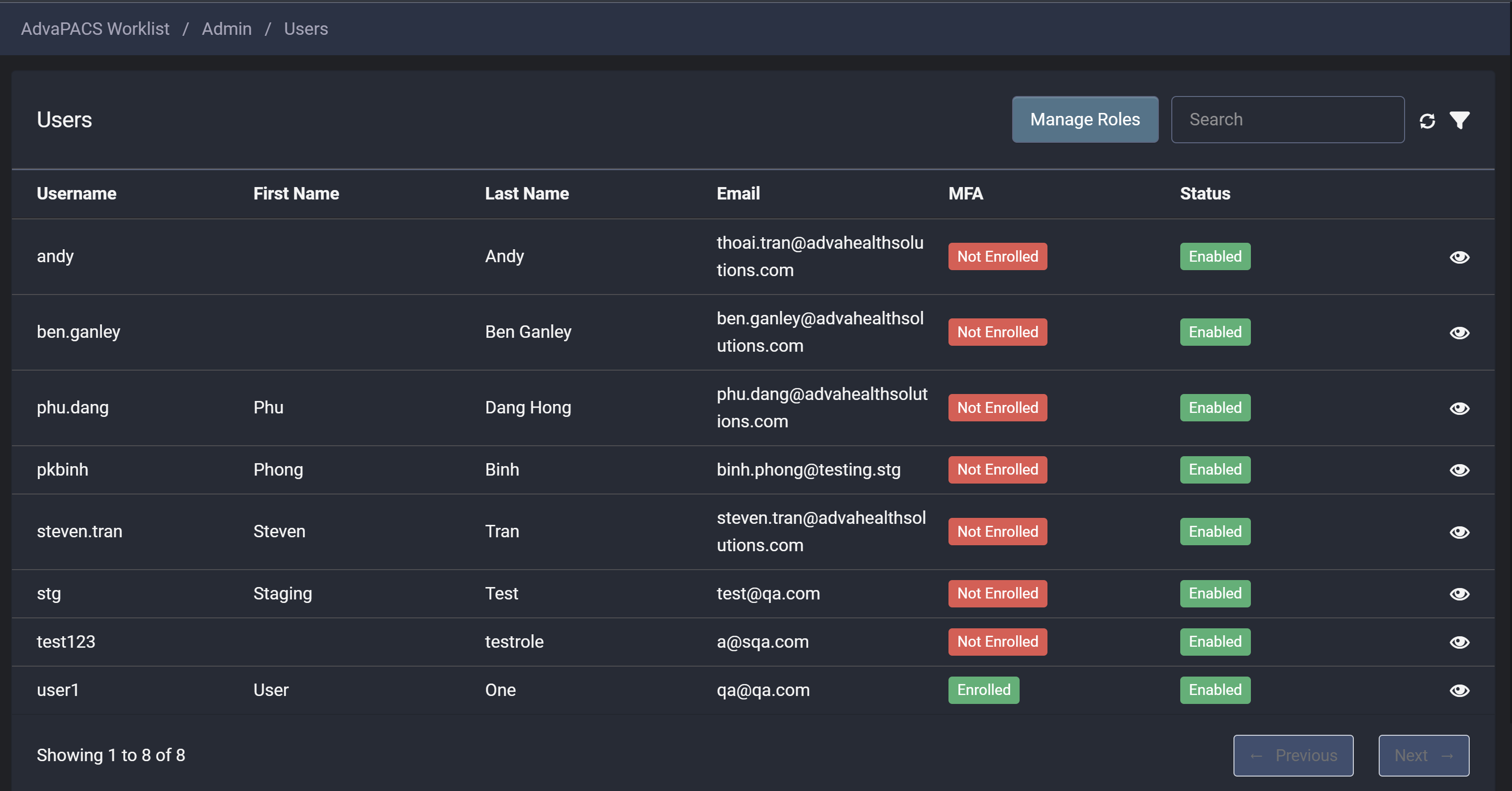User Listing